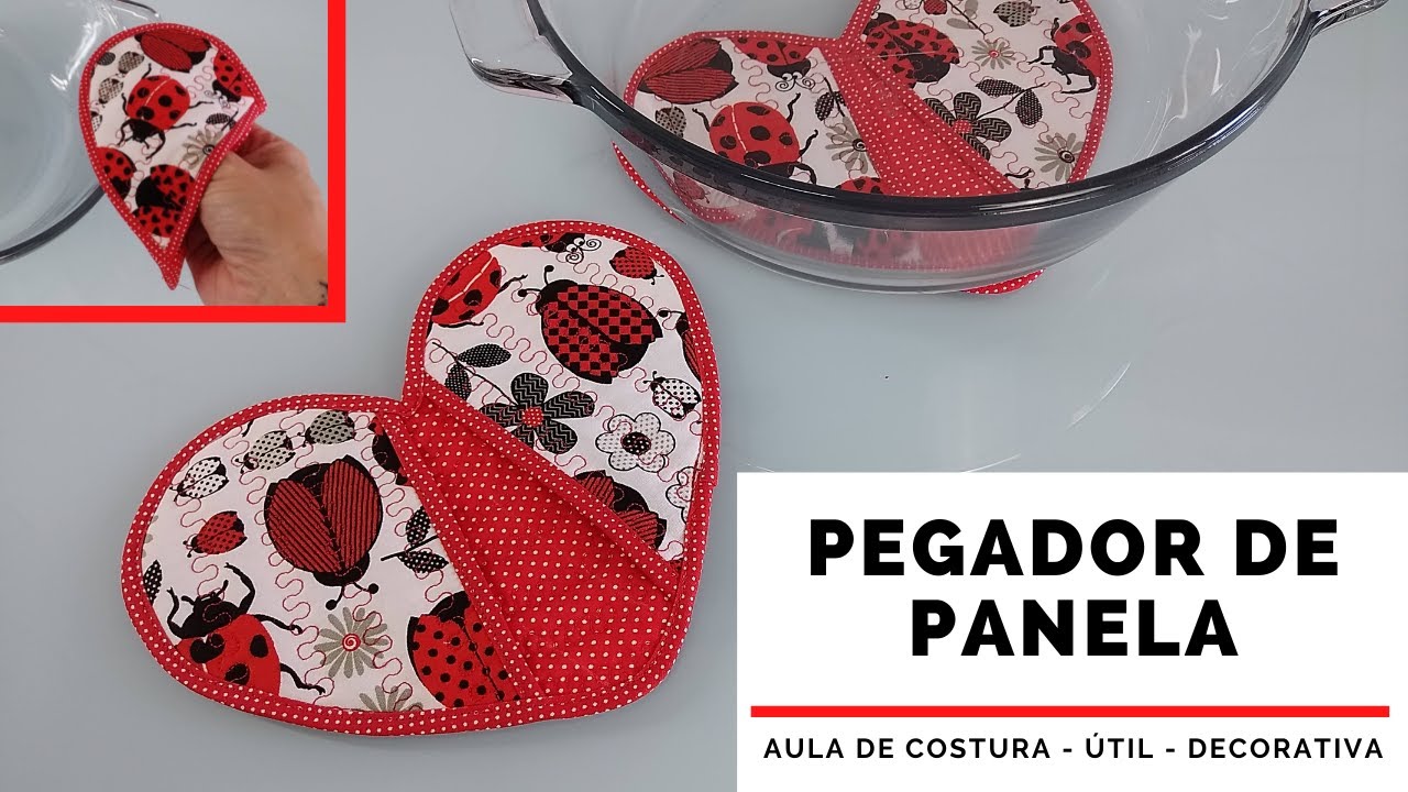 COMO FAZER PEGADOR DE PANELA CORAÇÃO 