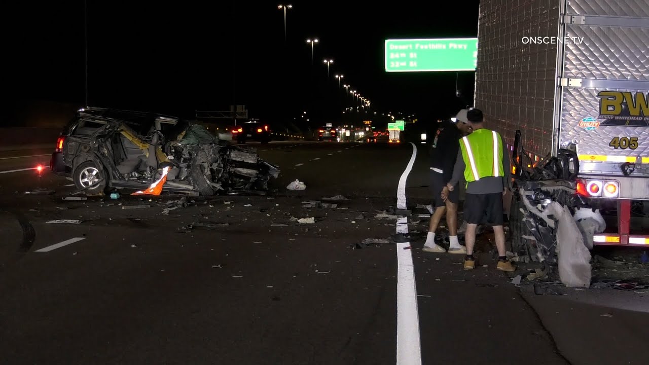 SUV Obliterated After Rear-ending Disabled Semi - YouTube