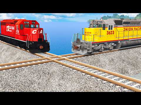 Train vs Train vs Crossing Tracks #1 and Cars vs Train - BeamNG.Drive