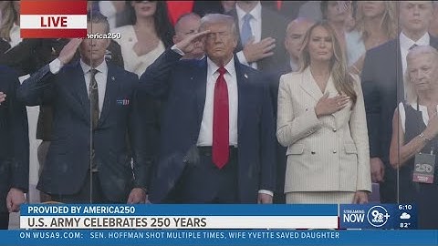 President Donald Trump, first lady Melania Trump arrive to Army anniversary parade