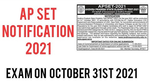 AP SET 2021 Notification | Complete Details, Subjects, Papers, Pattern, Syllabus, 31st October Exam