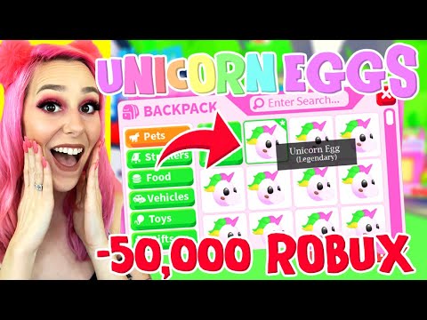 Spending 50 000 Robux On Unicorn Eggs Until I Get A Neon Legendary Unicorn In Adopt Me Roblox Youtube - robux 50 000