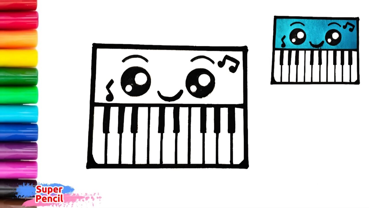 How to Draw a Cute PIANO EASY? 👑 Learn to draw a piano 🖍 | Simple Drawings for beginners