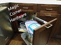Magic Corner Hardware in a base blind corner cabinet