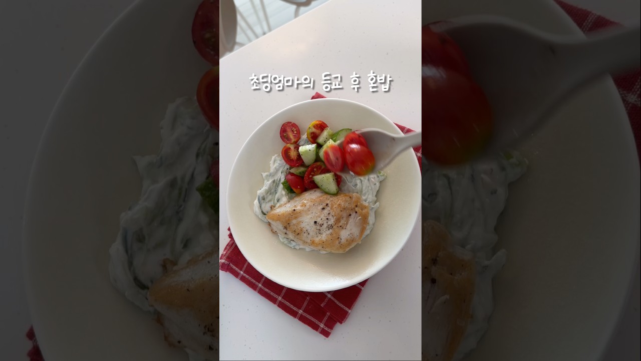 초딩엄마의 등교 후 혼밥 (닭가슴살 차지키소스) — 콩시루 Kongsiroo 레시피 썸네일