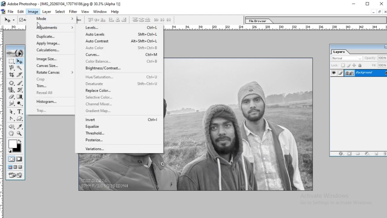 Adobe Photoshop 7.0 image menu part 1 