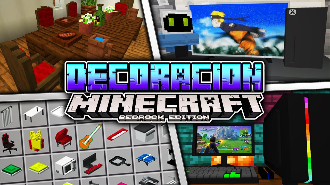 TOP 6 MEJORES ADDONS de DECORACIÓN para MINECRAFT PE 1.16 + ¡DECORACIÓN 3D, MUEBLES Y MÁS