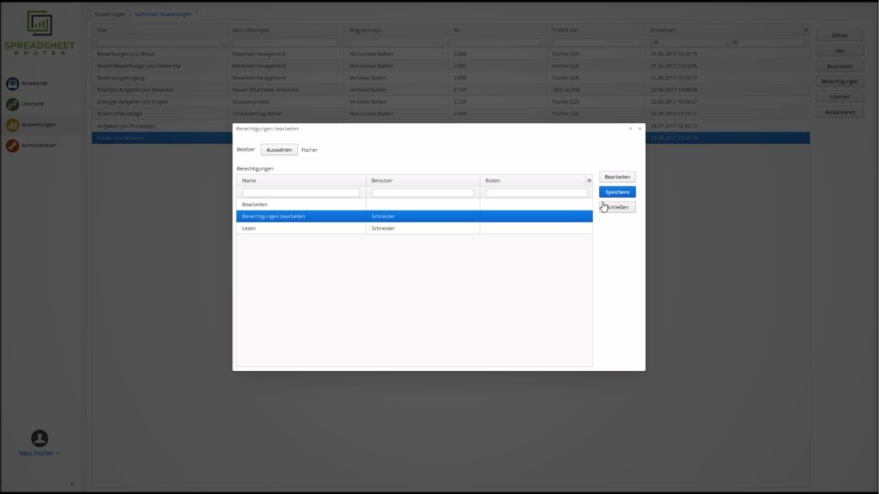 Youtube Video: Spreadsheet Router Tutorial: Berechtigungen bearbeiten von Auswertungen