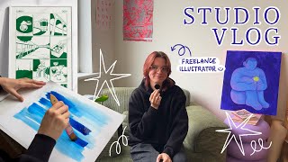 week in my life as a freelance illustrator! ✿ studio vlog, client work, market prep