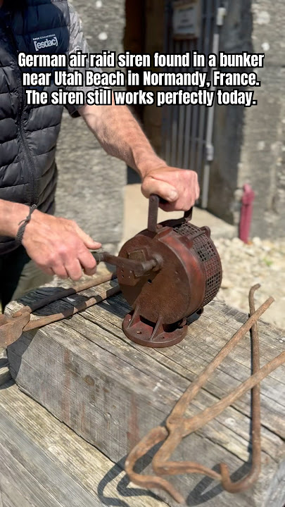 German air raid siren found in a bunker near Utah Beach in Normandy, France.  The siren still works!