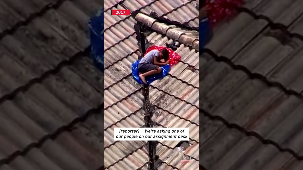Missing Boy Found Napping on Roof of His Own Home by Reporter #shorts