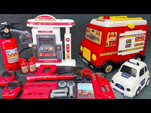 Satisfying with Unboxing Gas Station Playset, Fire Truck Series Toy | TOY PLAYSET ASMR