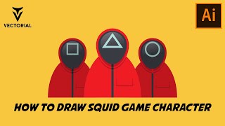 How to draw a Flat design Squid Game Characters in Adobe Illustrator screenshot 2