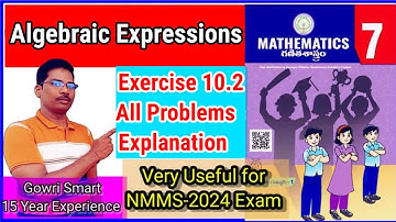 7th Class Maths New Syllabus|| Chapter-10|| Algebraic Expressions|| Exercise-10.2|| Must Watch Video