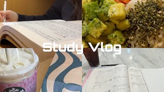 Study Vlog | 휴학 재수생의 하루 | 공부 기록 | 순공 12시간 | 연어포케 | 스타벅스 커피 | 독서실 공부