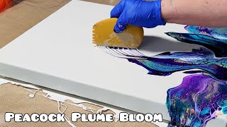 The Most Gratifying Acrylic Pouring Technique! Peacock Plume Bloom