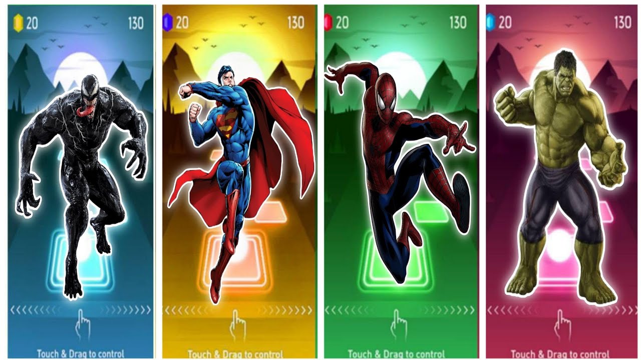 Venom - Super Man - Spider Man - Hulk - Tiles Hop EDM Rush
