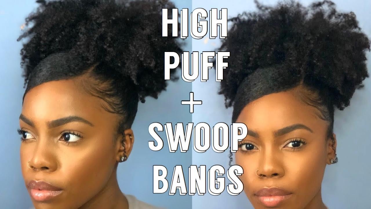 SUPER EASY AND CUTE SIDE BANG AND PUFF ON 4B NATURAL HAIR! - YouTube