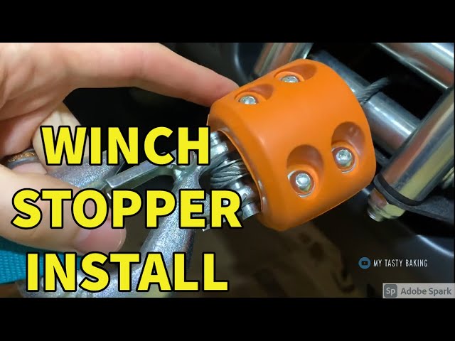 Installing a rubber cable hook stopper (winch line saver) on an ATV winch 