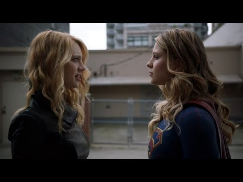 Supergirl head butt KOs blond leather clad mind controlling villainess - TV show Catfight