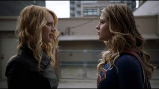 Supergirl head butt KOs blond leather clad mind controlling villainess - TV show Catfight