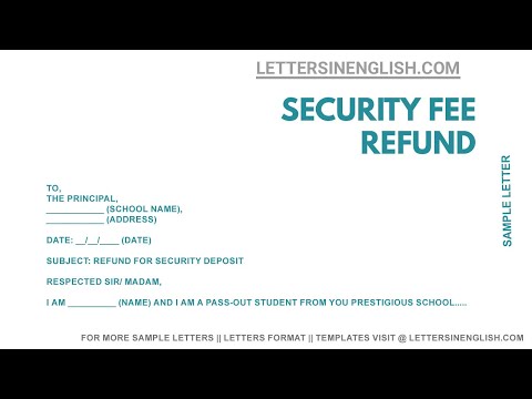 Letter for Refund of Security Deposit - Sample Letter for refund of Security deposit