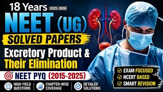 Excretory Product &amp; Their Elimination l NEET PYQ (2015-2025) | Most Important Questions 🔥#neet2026