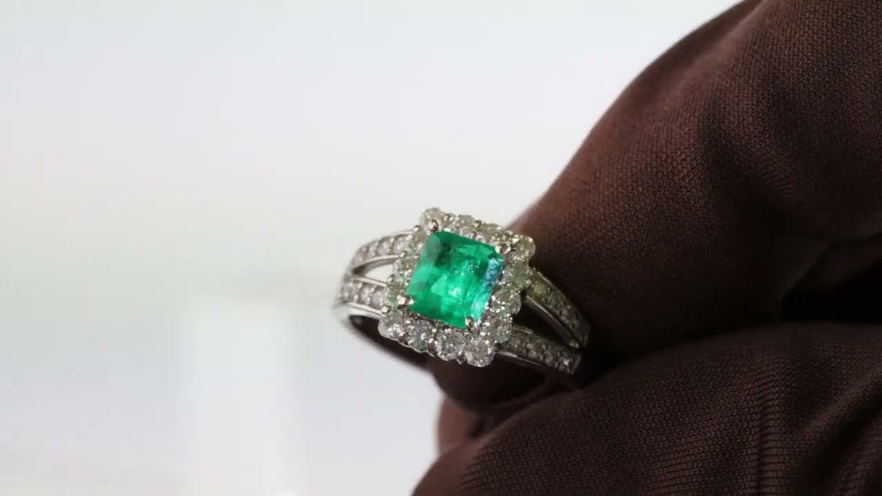 エメラルド リング pt900 / 0.950ct / 0.670ct