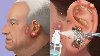 ASMR Remove Multi Ears \& big Acne Infected | Severely Injured Animation