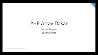 Belajar Bareng - PHP Array Dasar