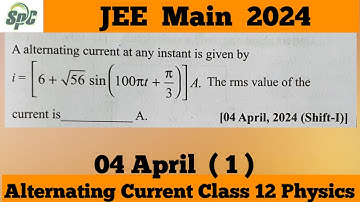 A alternating current at any instant is given by i = [ 6 + root (56) sin ( 100 pi t + pi/3 ) ] A . T