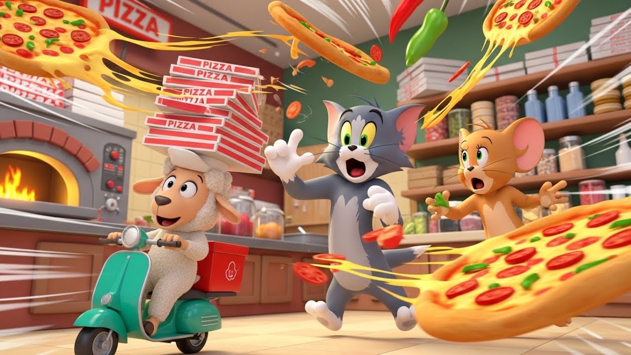 “Tom & Jerry’s Pizza Shop Adventure 🍕🐱🐭 | Sammy the Sheep Delivery Hero 🐑”