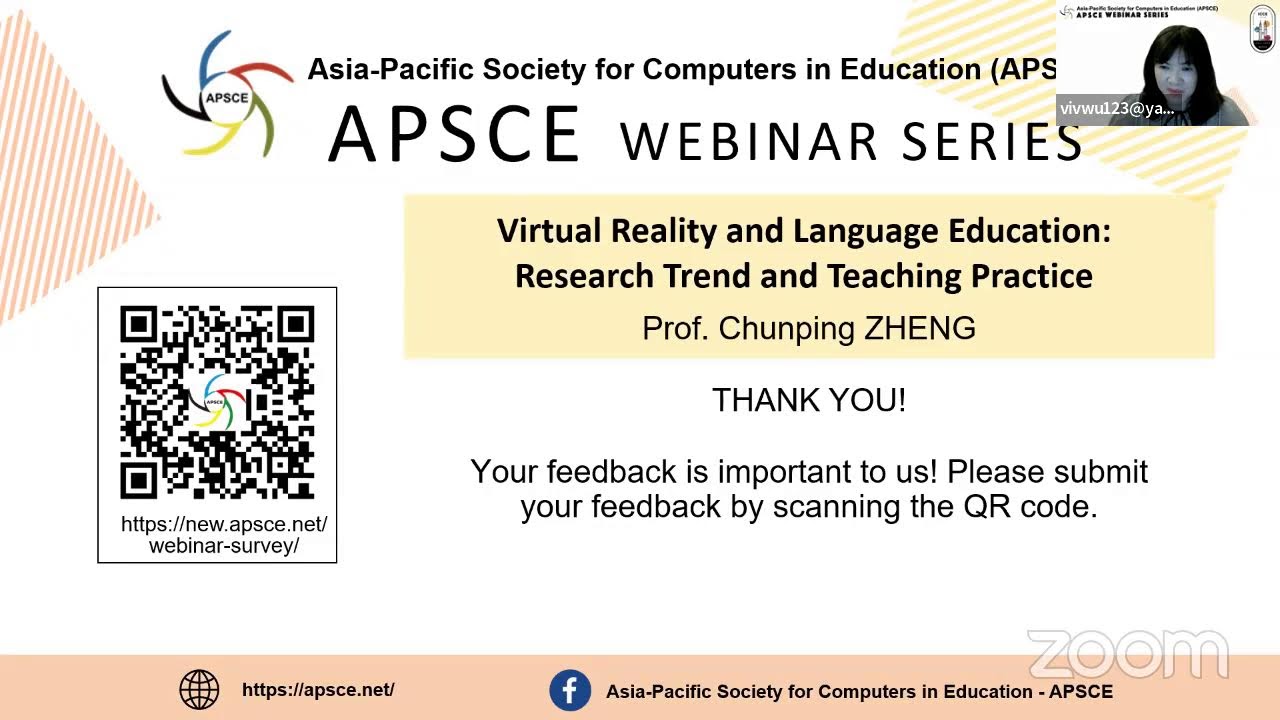 APSCE Webinar #28: Virtual Reality and Language Education: Research Trend and Teaching Practice
