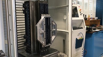 Before and after machining - Epoxy mineral tombstone with modular workholding system