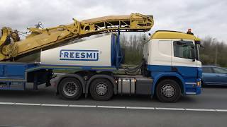 4K trucks in de file voor de Noordtunnel, A15, NL, 28 MRT 2019, 17:1218:10 u