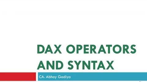 26. Power BI Desktop -  DAX operators and Syntax