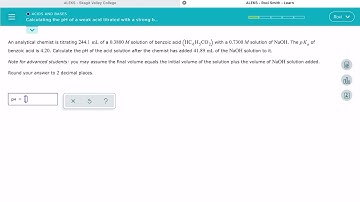 ALEKS: Calculating the pH of a weak acid titrated with a strong base (2)