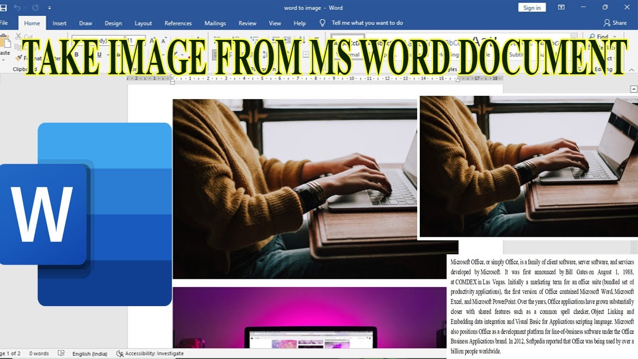 How to take image from ms word separately | Convert word to image - YouTube