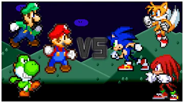 Team Mario vs Team Sonic (Luigi vs Tails Yoshi vs Knuckles)