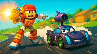 Hurry, Super Robot! 🤖 Stop the Race Car 🚗 Robofuse | Car Cartoons for Kids