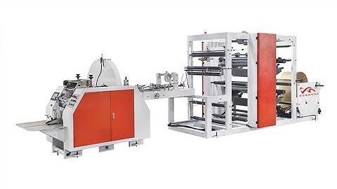 Flat sharp V bottom paper bag making machine with 2 colors color printing inline