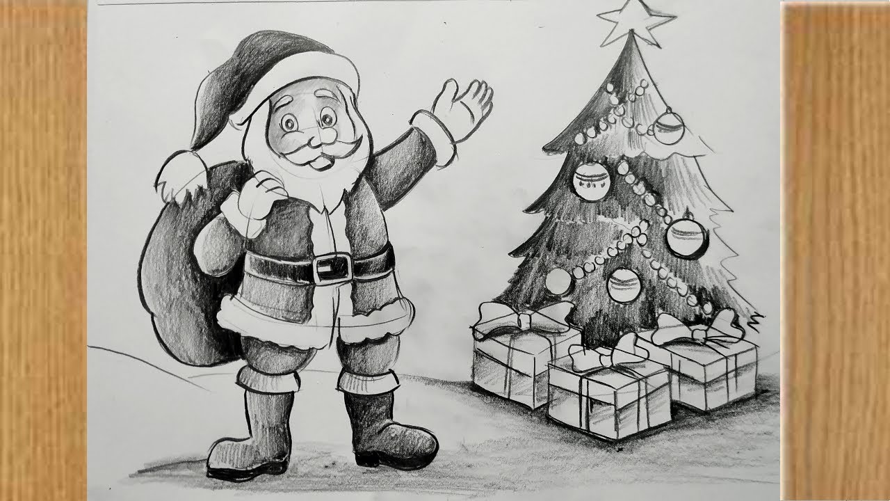 Christmas Pencil Drawings  Christmas sketch Winter drawings Xmas drawing