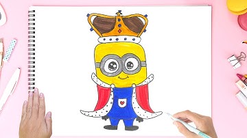 How to Draw Minion King Bob Easy | Step by Step Drawing Tutorial King Bob | Monika