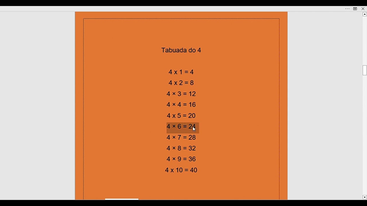 Tabuada do 4