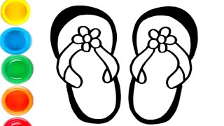 How To Draw a Cute Beautiful Sandal Drawing Colouring Painting for kids and toddlers screenshot 4