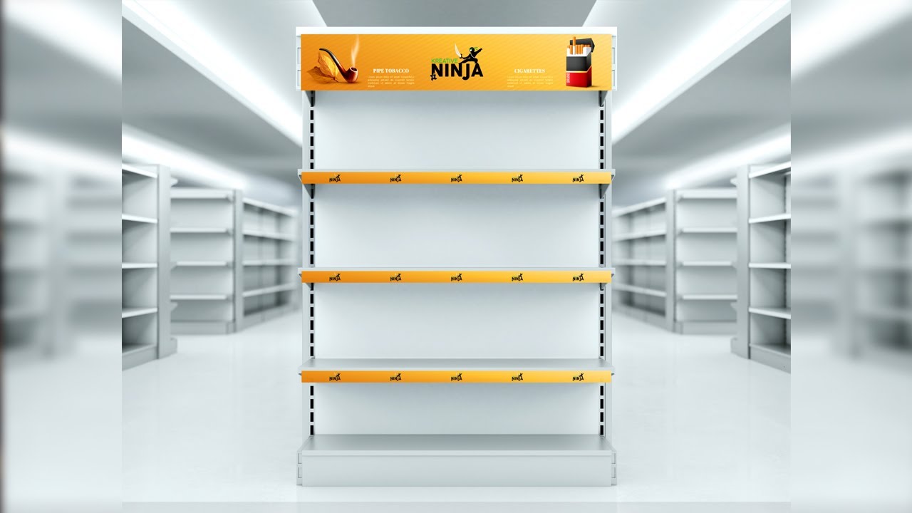 Download Superstore Gondola Shelf Display Mockup | Free PSD Mockup ...