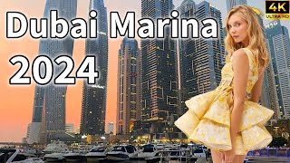 Dubai Marina 🇦🇪 Most Popular Tourist Destination! Amazing Sunset Walk [ 4K ] Walking Tour