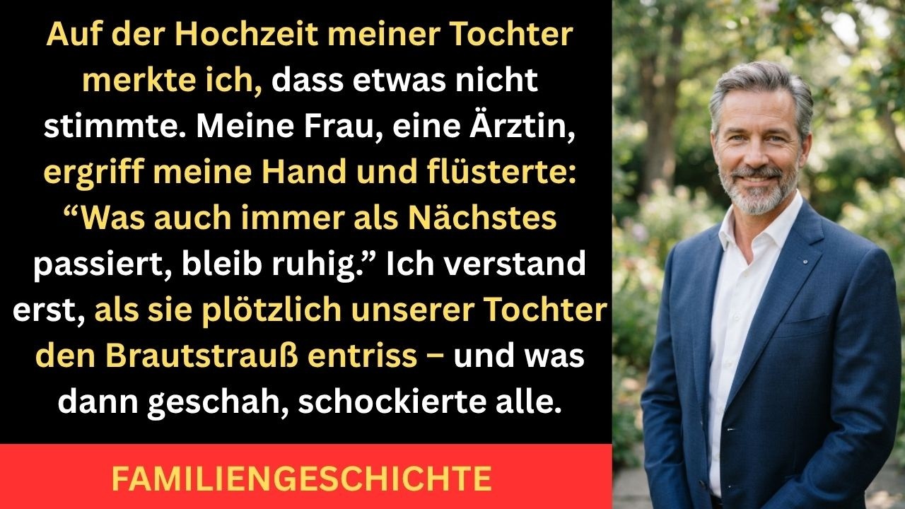 Bei der Hochzeit meiner Tochter fiel mir etwas auf – meine Frau, eine Ärztin, wurde plötzlich blass…