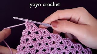 كروشية شرح غرزة الصدفة لعمل كوفية /بطانية / مفرش /بلوزة وغيرها - crochet Shell stitch  #يويو كروشية