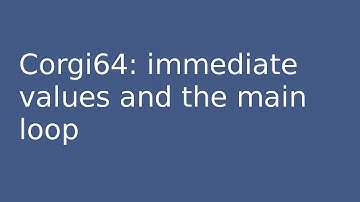 corgi64 #4: Immediate values and the main loop